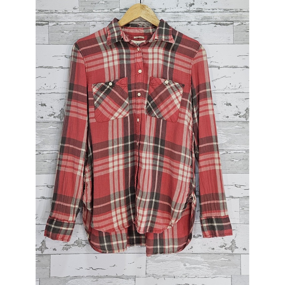 Denim & Supply Ralph Lauren Button Up Shirt Medium Plaid Gray Red
